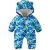 JiAmy Tuta da neve per neonati, bambino con cappuccio orsetto pieghevole guanti calzini tuta per neonati in pile caldo tutina per bambina e bambino 3-24 mesi, verde, 6-9 Monate