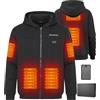 Brimekey Giacca con Cappuccio Riscaldante con Cerniera e Interno in Pile per Uomo e Donna - Giacca Termica Intelligente 6 Zone, 3 Livelli di Calore - Batteria 7.4V 20000mAh per Outdoor, Campeggio