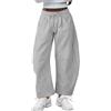 ORANDESIGNE Pantaloni Tuta Donna a Gamba Larga con Coulisse Elastica in Vita Pantaloni Larghi con Tasche Barrel Pants A Grigio Chiaro M