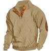 Generic Oversize Felpa da uomo con colletto alto, maglione da uomo con bottoni a pressione, a maniche lunghe, calda, slim fit, maglione morbido da uomo, maglione invernale in pile, cachi, XXL