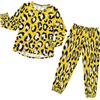 HMZXZ Set pigiama per bambini, giallo leopardato, con stampa leopardata, a maniche lunghe, in pizzo, per ragazzi e ragazze, multicolore, 4 anni