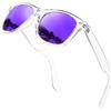 KANASTAL Occhiali da Sole Viola Specchio Donna Uomo Polarizzati UV400 Specchiati Lilla Montatura Trasparenti Quadrati Classici Vintage Alla Moda Purple Sunglasses Men Women -Viola