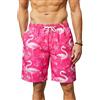 Enlision Pantaloncini da Spiaggia Uomo Motivo Hawaii Bermuda da Bagno Costume da Mare Uomo Fenicottero Rosa Asciugatura Rapida con Fodera in Rete Tasche Vita Regolabile per Nuoto Surf Vacanze XXL