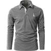 VMSUCIJ Polo Manica Lunga Uomo Maglietta con Abbottonatura Patchwork a Doppio Triangolo Elegante Cotone T-Shirt con Taschino