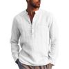 LVCBL Camicia da Uomo A Maniche Lunghe Estiva per Il Tempo Libero in Lino Vestibilit Normale Bianco L