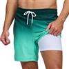 outfit spring Costume da Bagno Uomo, 2 in 1 Pantaloncini da Bagno Compressione Fodera in Rete, Calzoncini da Spiaggia Asciugatura Rapida Traspirante con Tasche e Coulisse Pantalone Corto Mare Surf
