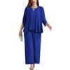 Hanna Nikole Womens Chiffon Plus Size Ensemble Senza Maniche Top Aperto sul Davanti Pantaloni Set Outfit Hochzeit Cocktail Party Blu Scuro 48 Plus