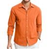 HISDERN Camicie in Lino e Cotone Uomo Manica Lunga Causal Bottoni Regular Fit Estiva Leggere Camicia Spiaggi Shirts con Taschino