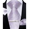 DiBanGu Cravatta da uomo tinta unita cravatta e gemelli quadrati da taschino formale matrimonio aziendale, Lavanda 7901, Taglia unica