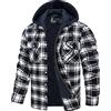 TACVASEN Camicia Flanella Uomo Invernale con Cappuccio Nero