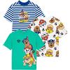 Paw Patrol Boys T-Shirts 3 Pack | Bambini Bambini Macerie Inseguimento Marshall Rescue Cuccioli | Blu Verde Bianco programmi televisivi