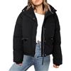 Generic Piumino Donna Mezza Stagione Avvitato Trapuntato Piumino corto da donna Cappotto invernale in cotone sciolto Cappotto di pane addensato Giacca in cotone XS-XXL (Black, M)