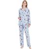 Amaxer Set Pigiama Caldo da Donna in Flanella 102% Cotone Set Pigiama Autunno e Inverno, Cucciolo di Sci，L
