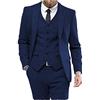 Aesido Classic Abiti Uomo Regular Fit 3 Pezzi Lana Tweed A spina di pesce Business smoking Sposa Blazer+Gilet + Pantaloni Blu reale XL