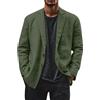 generisch Giacca da uomo casual, in lino, morbida, comoda, per il tempo libero, blazer, tinta unita, in lino, blazer da uomo, leggera, vestibilità regolare, Nero/verde, XXL