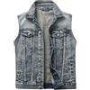 MeiLayM Gilet di Jeans da Uomo Cotone Cowboy Giubbino in Denim Vintage Senza Maniche Giacca con Bottone Slim Fit Moto Gilet Jeans