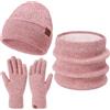 Bequemer Laden Donna Uomo Invernale Termici Cappello Sciarpa Touch Screen Guanti Set con Fodera in Pile, Invernali Berretto in Maglia Scaldacollo Regalo