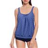 loginsummer 2 Pezzi Costume da Bagno Donne Tankini Sets per Le Donne Plus Size Alta Vita Blouson Tankini con Pantaloncini Tummy Control Costumi da Bagno（Punti Blu,EU44）