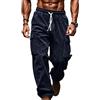 Oanviso Pantaloni in Velluto a Coste da Uomo Baggy Cargo Pantalonis della Tuta Casual Elasticizzati in Vita Dritti Sport Pants da Corsa A Marina XL
