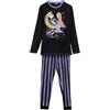 CARTOON Pigiama Lungo Nightmare Before Christmas Completo Cotone 160 gsm con Jack & Sally Maglia Maniche Lunghe e Pantaloni a Righe Stile Dark Gothic Idea Regalo Disney Donna