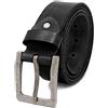 ROYALZ Cintura Uomo in robusta pelle di bufalo 4 mm, Cintura vintage per Jeans con fibbia ad ardiglione - Larghezza della cinghia 38 mm