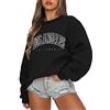 Tomwell Felpa da Donna Senza Cappuccio Elegante Felpa con Stampa Casual per Ragazza Donna Autunnale e Invernale Girocollo Caldo Maglione a Maniche Lunghe Tops B Nero M