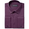 MrDoubleCollar, Camicia da uomo con doppio polsino, bianca, formale, vestibilità slim, a maniche lunghe, con gemelli in metallo, Viola scuro, L