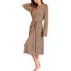 NLAND Vestaglia Kimono Lungo Donna Morbida e Confortevole Scollo a V Vestaglie da Notte Eleganti con Cintura e Tasche per Sonno Relax Casa(Marrone,M)