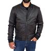 A1 FASHION GOODS Bomber da uomo in pelle morbida di agnello aderente Varsity - Eddy, Nero , XXL