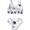 Arshiner Ragazze Bikini Set Ruffle Bustier Bikini Slip Due Pezzi Costume da Bagno Foglie e Fiori Bambini Tankini Estate Spiaggia Surf Costume da Bagno Set 9-10 Anni