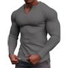 ZEMALON T-Shirt Uomo Casual all-Match Moda Manica Lunga T-Shirt Uomo Tinta Unita T-Shirt Uomo Slim Fit Comoda Basic T-Shirt Uomo G-Grey M