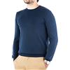 Cashmere Zone-Maglione Uomo Girocollo in Puro Cotone Egiziano Artigianalità Italiana e Confort a Manica Lunga (XL, Blu)