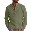 LVCBL Camicia da Uomo A Maniche Lunghe Estiva per Il Tempo Libero in Lino Vestibilit Normale Verde Militare XXL