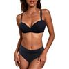JFAN Costume da Bagno Donna 2 Pezzi A Vita Alta Ruched Bikini Classico Push Up Reggiseno Beachwear Bandeau Removibile Swimwear