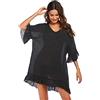 RPAEOY Donna Copricostumi Arruffato Cotone Copricostume Spiaggia da Mare Bikini Cover Up Tunica Costume da Bagno Estate Abito da Spiaggia Interi Beachwear Beach Dress (Nero)