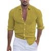 Fulidngzg Camicia Coreana Uomo - Camicia di Lino Uomo Estiva No Stiro Camicie Coreana Hawaiana Manica Lunga Maglia Cotone Casual Primaverile Maglie Vacanze Spiaggia Elegante