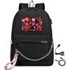 LKY STAR Anime Hazbin Hotel Zaino con Caricatore USB Presa per Le Cuffie Zaini per PC Portatili,Ragazze Ragazzi Grande capacità Backpack per Adolescente
