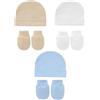 Snegyu Unisex Berretto e Guanti AntiGraffio Neonato Cotone Bambino Essential Bambina Berretto Cappello Bimba Bebe Set 0-3 Mesi