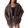 CRITOR Giubbotto Bomber in Pelle da Donna Giacca Oversize Casual Y2k in Ecopelle Giacca da Motociclista in PU