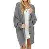 crazy bean Cardigan Maglione Donna Cardigan Lungo Knitted Cardigan Elegante Sweater Casual Manica Lunga a Maglia Autunno Inverno Giacca Calda con Tasche(Grigio,M)