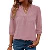 iWoo Camicetta da donna con maniche a 3/4, scollo a V, in pizzo, stile bohémien, per estate e autunno, stile casual