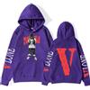 Silver Basic Rapper J-W&V Hoodie Donna Uomo Felpe con Cappuccio Hip Hop Papper Stampato Oversize Harajuku Tops M,Viola-1