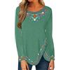 Onsoyours Donna Primavera Autunno Maglie a Maniche Lunghe con Girocollo Elegante Top Sottile Casuale Stampata Etnica retrò Magliette Pullover Bluse