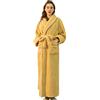 LOCIIXAT Vestaglia da Donna in Pile Teddy Morbido e Caldo, Accappatoio Lungo in Velluto per Donne, Giallo, 10-14