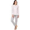 Leo Corsetteria Pigiama Donna Giacca Aperta Lungo 100% Cotone Caldo Interlock Manica Lunga Floreale