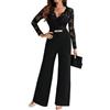 shownicer Tuta Elegante Donna Cerimonia Jumpsuit Lungo Monopezzi E Tutine Scollo A V Tute Vita Alta One Piece Rompers Overall A Nero L