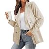 YAOTT Blazer Doppiopetto da Donna in Velluto a Coste Autunno Inverno Moda Casual Giacca Velluto a Coste Tinta Unita Maniche Lunghe Giacca da Abito Risvolto Giacca Cardigan Vintage da Donna Colore G XL