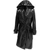 MAXDUD Donne PVC lucido pelle con cappuccio leggero impermeabile elegante trench lungo cappotto