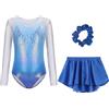 Happy Cherry Bambina Ragazze Body Ginnastica 3 Pezzi con Gonna e Fascia Costume Balletto Leotards da Danza Classica 5-12 Anni