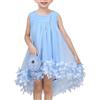 Sunny Fashion Vestito Bambina Blu Floreale Borsetta Tulle Principessa Carina Bello Festa Vacanza 8 Anni